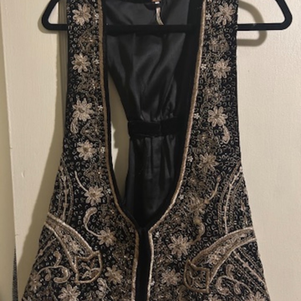Free People Black Velvet Vest